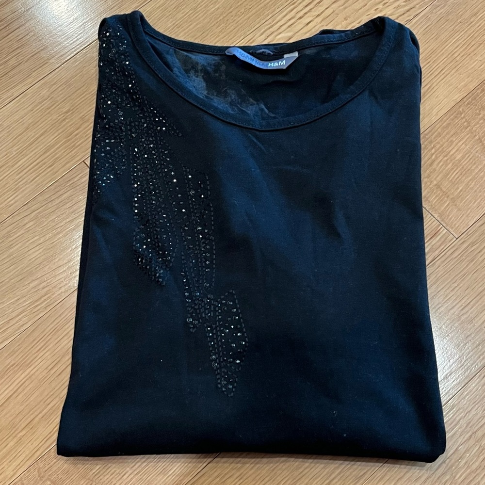H&M Rhinestone Party Tee - Small